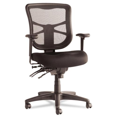 Alera Elusion Series Mesh High-Back Multifunction Chair, Supports up to 275 lbs., Black Seat/Black Back, Black Base