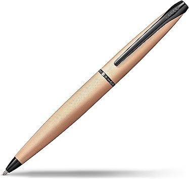 Cross ATX® Brushed Rose Gold with Machine-Turned, Diamond-Pattern Engraving with Polished Black PVD Appointments Ballpoint Pen