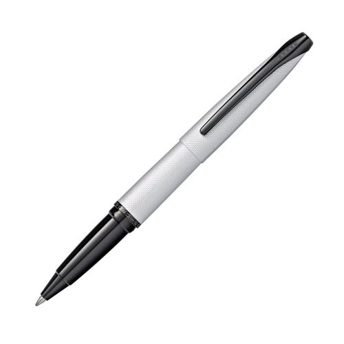 Cross Brushed Chrome, Diamond-Pattern Engraving with Polished Black Rollerball Pen