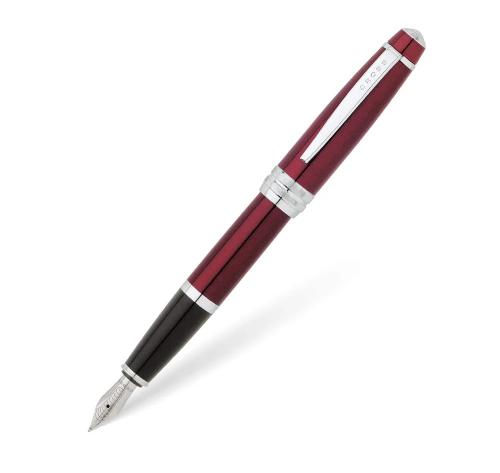 Cross Bailey Red Lacquer w/Polished Chrome Appointments &Med. Stainless Steel Nib Fountain Pen