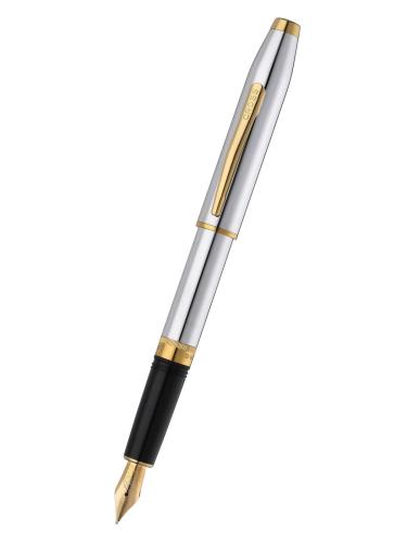 Cross Foundry Polished Chrome w/PVD Gold Appointments Medium Nib Fountain Pen