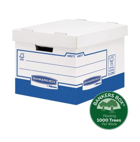Bankers Box Basics Heavy-Duty Storage Box - Blue/White Standard