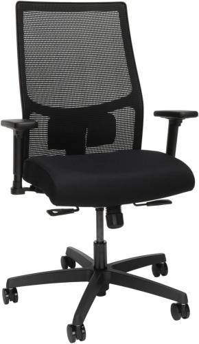 Ignition 2.0 4-Way Stretch Mid-Back Mesh Task Chair, Adjustable Lumbar Support, Black Seat/Back, Blk