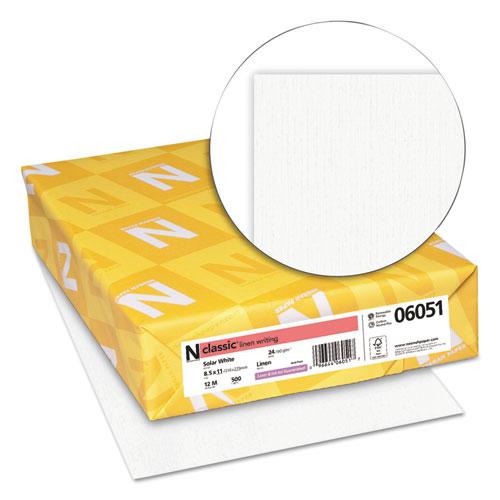 Neenah Classic Linen Stationery, 97 Bright, 24 lb, 8 1/2 x 11, Solar White, 500/BX (06121)