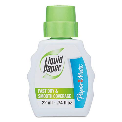 Fast Dry Correction Fluid, 22 ml Bottle, White, 3/Pack - Features foam wedge applicator