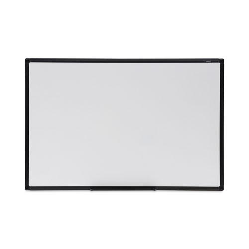 Universal Dry Erase Board, Melamine, 36 x 24, White, Black Anodized Aluminum Frame