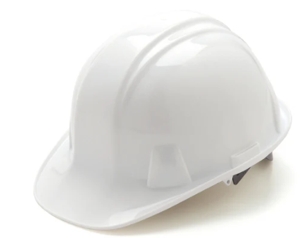 WHITE CAP-STYLE HARD HAT W/6 POINT RATCHET SUSPENSION