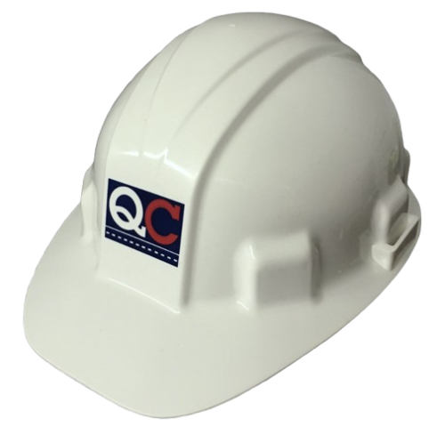 WHITE CAP-STYLE HARD HAT W/6 POINT RATCHET SUSPENSION- QC LOGO