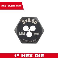 M3 0.60 mm 1 Inch Hex Threading Die