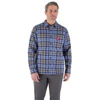 Mens Grid Ls Flannel Blue Size L