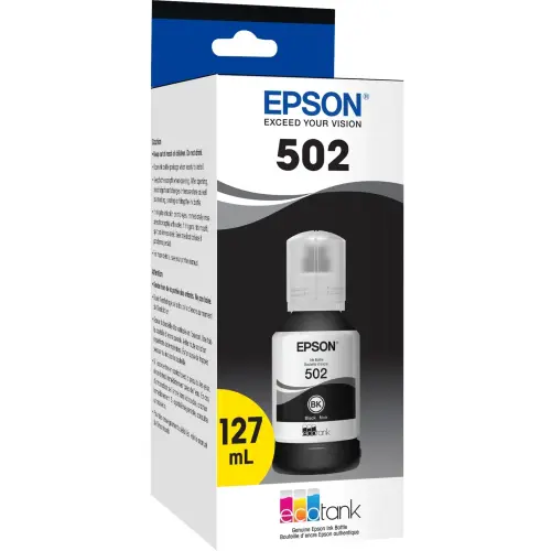 Epson T502120 (502) Black Ink Bottle – Ultra High-Capacity Dye Ink (~7,500-Page Yield)
