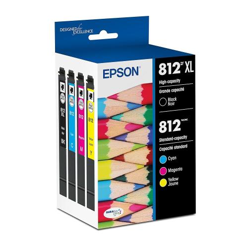Epson T812XL-BCS DURABrite Ultra Ink Cartridge Combo Pack – High-Capacity Black & Standard-Capacity Color (Bk/C/M/Y)