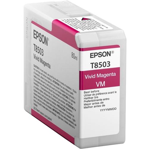 Epson T850300 (T850) UltraChrome HD Vivid Magenta Ink Cartridge – 80?mL High-Capacity
