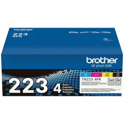Brother TN223 4-Pack Toner Cartridges (BK, C, M, Y) – Standard Yield