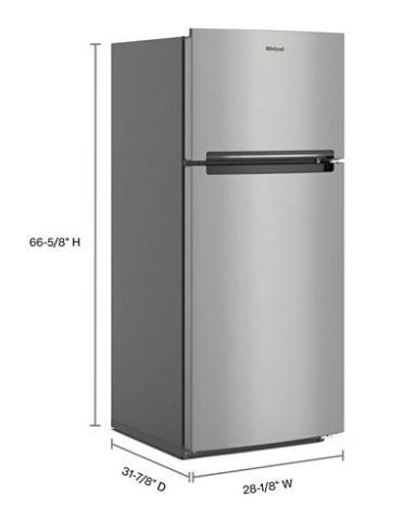 WIDE TOP-FREEZER WHIRLPOOL REFRIGERATOR 16.3CU 28" SS.