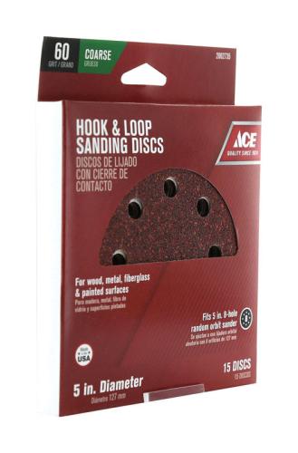 SANDDISC 5" 8HL HOOK/LOOP 60GR 15PK