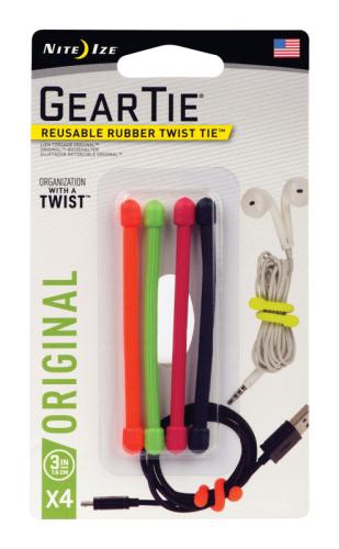 GEAR TIE 3" ASSTD 4 PK