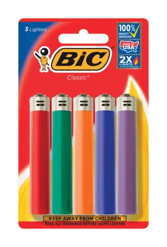 BUTANE LIGHTER ASSRT 5PK