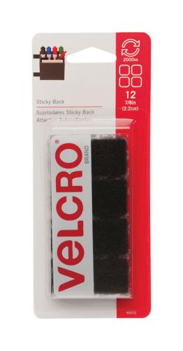 VELCRO SQ BLK 7/8" SET12