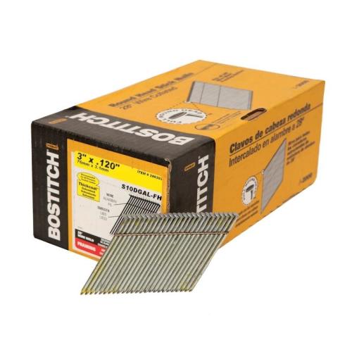 Bostitch S10DGAL-FH Framing Nail, 3 in L, Steel, Galvanized, Round Head, Smooth Shank
