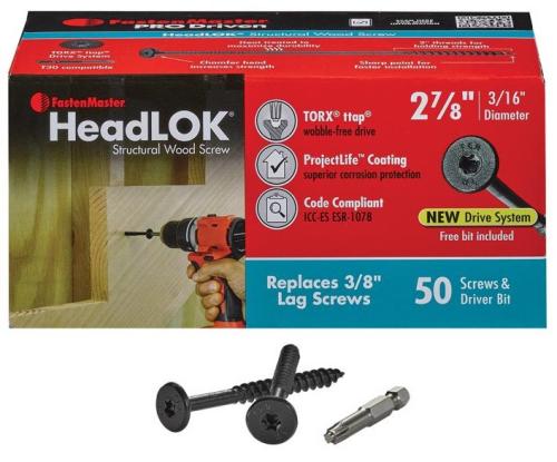 FastenMaster FMHLGMTT278-50 Headlok 2-7/8 in. L Torx Ttap T30 Coarse Structural Wood Screws 50 pk
