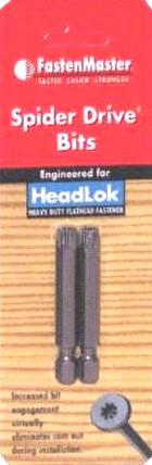 FastenMaster FMSPIDER3-2PK HeadLok Spider 2 in. L Driver Bit Steel 2 pc
