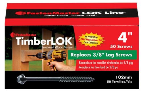 FastenMaster FMTLOK04-50 TimberLOK No. 10 X 4 in. L Hex Epoxy Coarse Wood Screws 50 pk