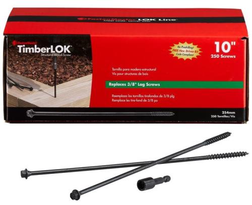 FastenMaster FMTLOK10-250 TimberLok No. 10 X 10 in. L Hex Epoxy Coarse Wood Screws 250 pk