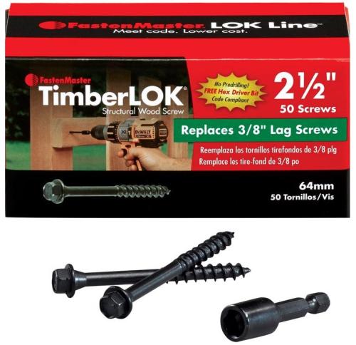 FastenMaster FMTLOK212-50 TimberLok No. 10 X 2-1/2 in. L Galvanized Coarse Wood Screws 50 pk