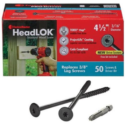 FastenMaster FMHLGMTT412-50 Headlok 4.5 in. L Torx Ttap T30 Coarse Structural Wood Screws 50 pk
