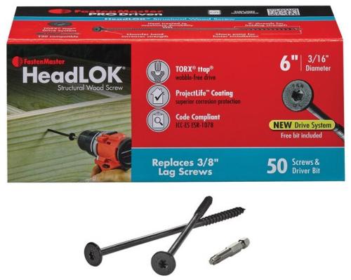 FastenMaster FMHLGMTT006-50 Headlok 6 in. L Torx Ttap T30 Coarse Structural Wood Screws 1 pk of 50