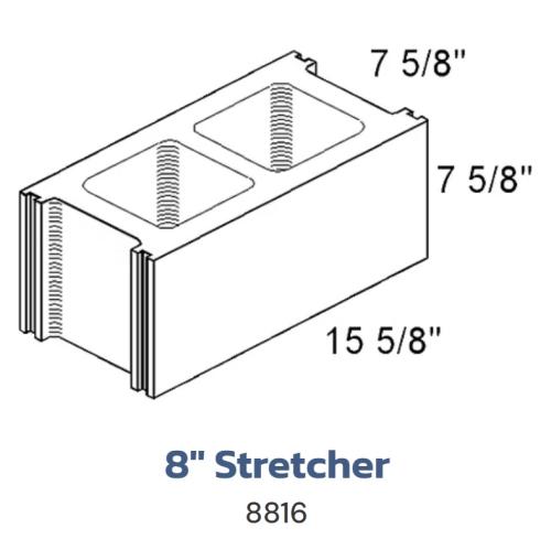 Oneonta Block 8816 - 8" X 8" X 16" Concrete Stretcher Block (108/Cube)