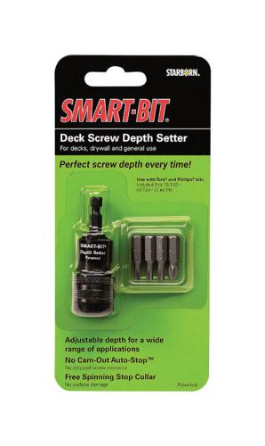 Starborn BDA565A Smart-Bit Stainless Steel Screw Depth Setter Kit Hex Shank 6 pc