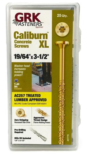 GRK Fasteners CALIBURN XL 57778 Heavy-Duty Concrete Screw, 19/64 in Dia, 3-1/2 in L, 3200 lb, Steel