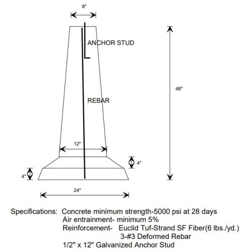 Keeler 24" X 48" PRECAST FOOTINGS/PIERS W/ANCHOR STUD