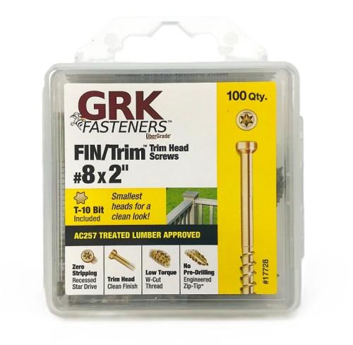 GRK Fasteners FIN/Trim 119728 Finishing Screw, #8 Thread, 2 in L, Trim Head, Star Drive, Zip-Tip Point, Steel, Climatek