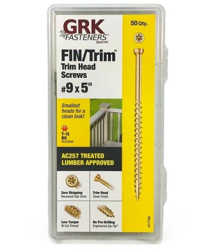 GRK Fasteners FIN/Trim 17766 Screw, #9 Thread, 5 in L, Trim Head, Star Drive, Steel, 50 PK
