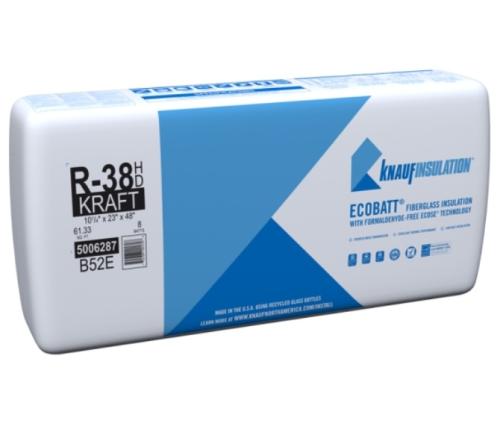 Knauf 5006287 R38C Kraft 10¼" X 23"- 48" High Density 61.33SF 8 Batts Per Bundle