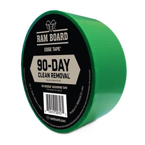 Ram Board EDGE TAPE RB90DET2164 Easy Release Tape, 2 in W, 164 ft L, 6.3 mil Thick, Polyethylene Backing, Green