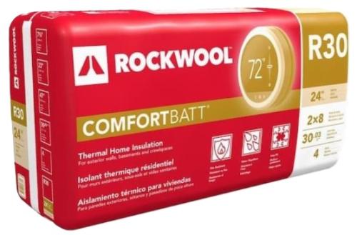 Rockwool RXCB3023 R30 7½" X 23" - 48" 30.7 SQFT  ComfortBatt Unfaced (4 Batts Per Bundle)
