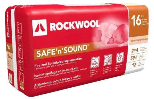 Rockwool RXSS31525 Safe-N-Sound 3" X 15¼" (59.7 SF) Interior Wall Insulation (12 Batts Per Bundle)