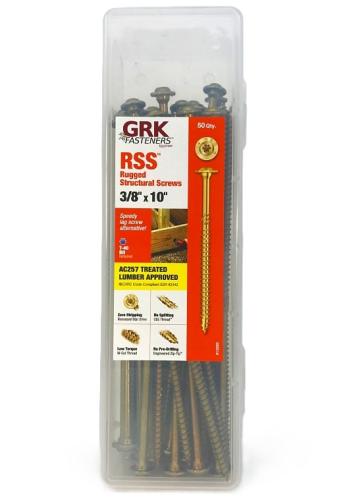 GRK Fasteners RSS 12293 Structural Screw, 3/8 in Thread, 10 in L, Washer Head, Star Drive, Steel, 50 PK - T40