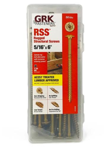 GRK Fasteners RSS 12235 Structural Screw, 5/16 in Thread, 6 in L, Washer Head, Star Drive, Steel, 50 PK