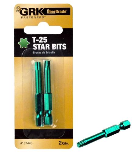 GRK Fasteners 86443 Drive Bit, T25 Drive, Star Drive, 2 in L
