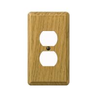 AmerTac Contemporary 901DL Outlet Wallplate, 5-1/4 in L, 3 in W, 1 -Gang, Wood, Light Oak, Screw Mounting