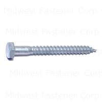 Midwest Fastener 05558 Lag Screw, 1/4-10 Thread, 2-1/2 in OAL, 2 Grade, Galvanized Steel, SAE Measuring