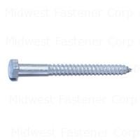 Midwest Fastener 05559 Lag Screw, 1/4-10 Thread, 3 in OAL, 2 Grade, Galvanized Steel, SAE Measuring