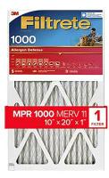 Filtrete 9807-4 Air Filter, 20 in L, 10 in W, 11 MERV, 1000 MPR, Polypropylene Frame