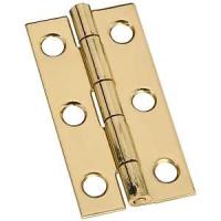 National Hardware N211-235 Decorative Narrow Hinge, 2 in H Door Leaf, 0.04 in Thick Door Leaf, 2 in H Frame Leaf, Brass