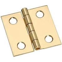 National Hardware N211-334 Decorative Broad Hinge, 1 in H Door Leaf, 0.02 in Thick Door Leaf, 1 in H Frame Leaf, Brass